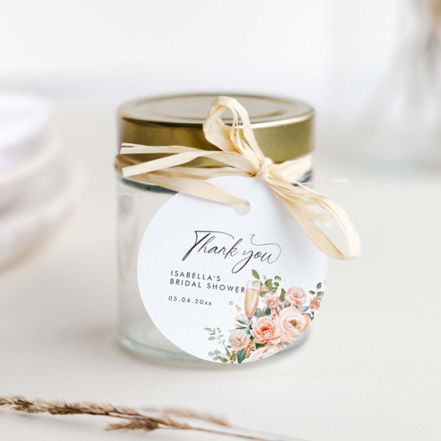 Étiquettes Cadeau Fête de mariage Petals And Prosecco (Créateur téléchargé)