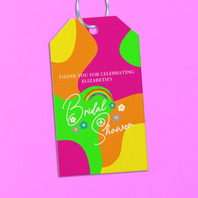 Étiquettes-cadeau Fête de mariage rétro funky (Créateur téléchargé)