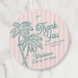 Étiquettes Cadeau Fête de mariage Rose Pastel Palm Spring Plage