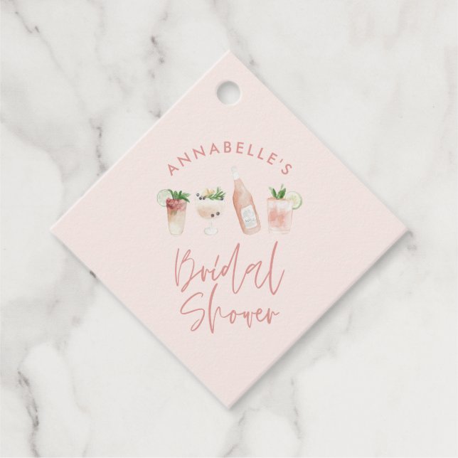 Étiquettes Cadeau Fête de mariage script cocktail moderne rose girly (Devant)