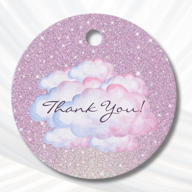 Étiquettes Cadeau Fête de mariage tendance rose pailleté nuage (Créateur téléchargé)