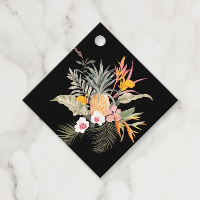 Étiquettes Cadeau Fête de mariage tropicale à l'ananas (Devant)