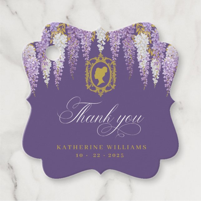 Étiquettes Cadeau Fête de mariage vintage violet (Devant)