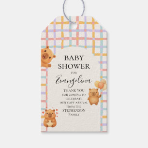 Étiquettes-cadeau Fête de Naissance Bébé Capybara Aquarelle Mignon