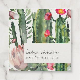 ÉTIQUETTES CADEAU FETE DE NAISSANCE BOHO FLEURS ROSE DÉSAERT CACTUS 