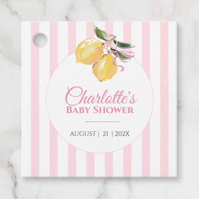 Étiquettes Cadeau Fête de naissance Coquette Lemon Rose (Devant)