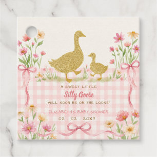 Étiquettes Cadeau Fête de naissance de bébé fille au canard rose fle