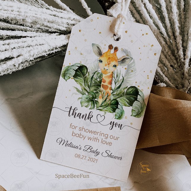 Étiquettes-cadeau Fête de Naissance de bébé girafe safari (Safari Baby Shower, Giraffe Gift Tags, Jungle Theme, Thank You Tags, Wild Adventure, Baby Shower Fav)