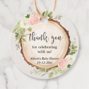 Étiquettes Cadeau Fête de naissance fille rose pâle floral rustique