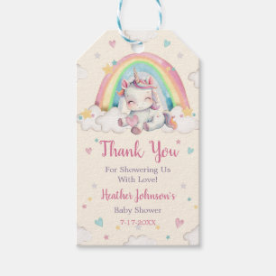 Étiquettes-cadeau Fête de Naissance Licorne Arc-en-Ciel Pastel