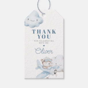 Étiquettes-cadeau Fête de naissance ou baby shower Avion et Nounours
