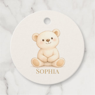 Étiquettes Cadeau Fête de naissance ourson bohème