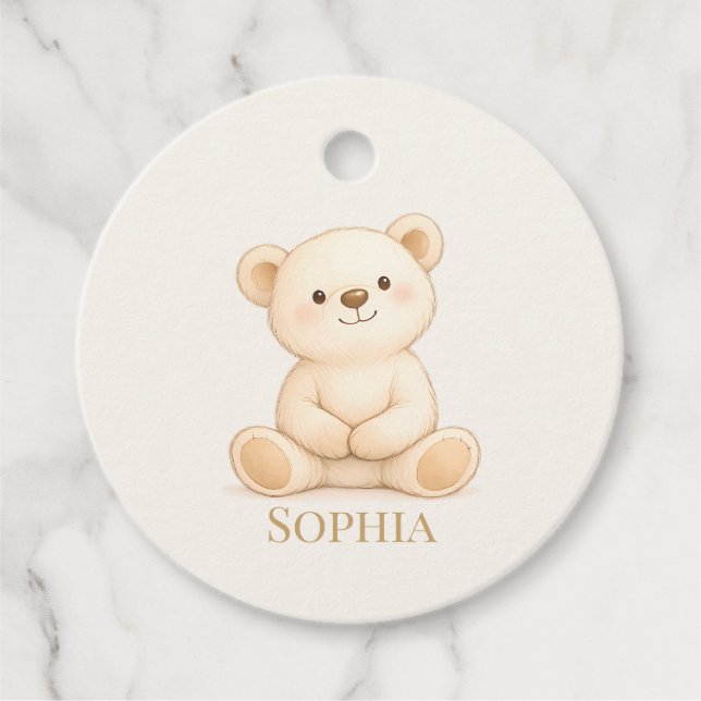 Étiquettes Cadeau Fête de naissance ourson bohème (Devant)