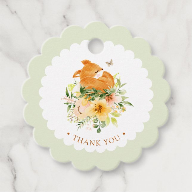 Étiquettes Cadeau Fête de naissance renard conte de fleurs (Devant)