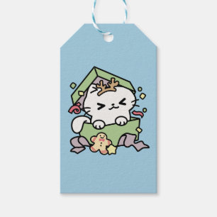 Étiquettes-cadeau Fête de Noël avec Purr-ty Time Cat