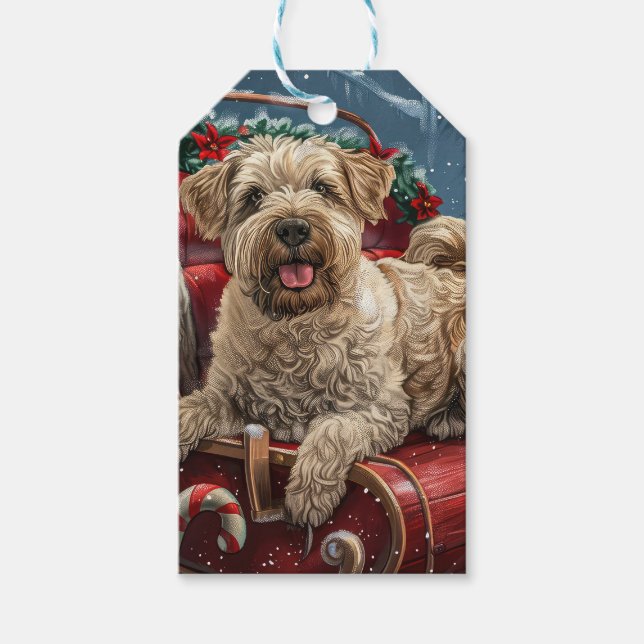 Étiquettes-cadeau Fête de Noël des chiens errants (Devant)