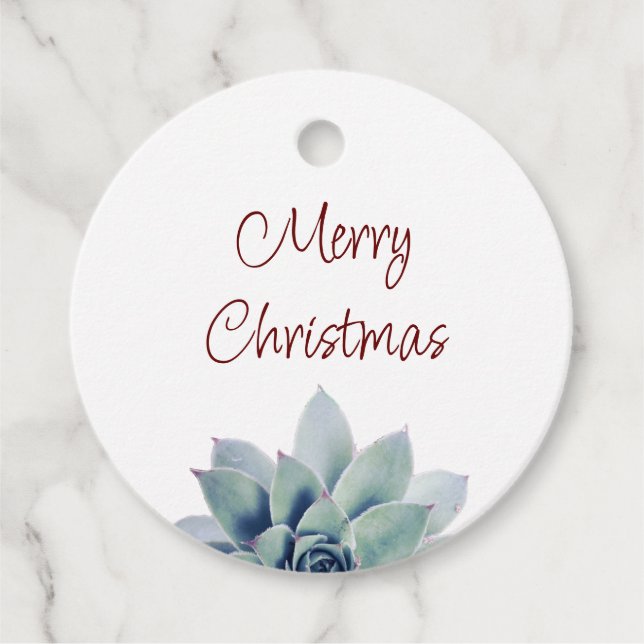 Étiquettes Cadeau Fête de Noël Desert Botanical Succulent (Devant)