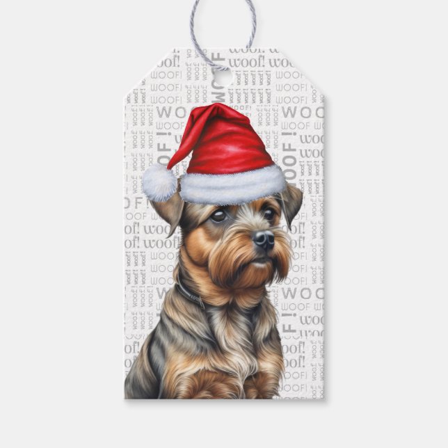 Étiquettes-cadeau Fête de Noël du chien de Terrier (Devant)