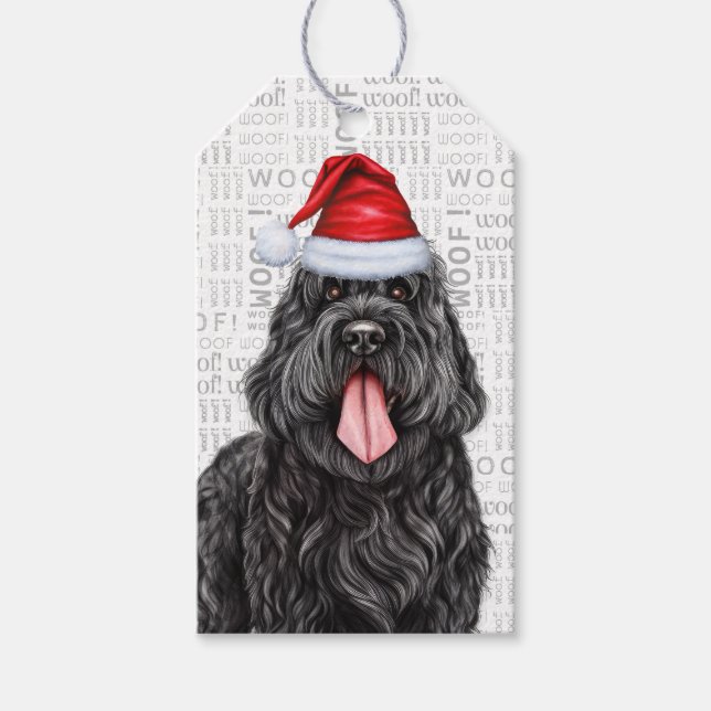 Étiquettes-cadeau Fête de Noël du chien de Terrier russe noir (Devant)