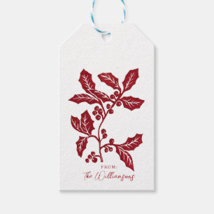 Étiquettes-cadeau Fête de Noël/fête du linocut créé à la main