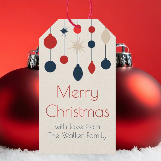 Étiquettes-cadeau Fête de Noël Rouge Rétro (Créateur téléchargé)