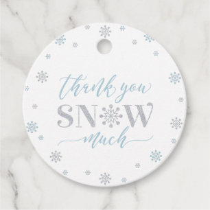 Étiquettes Cadeau Fête de Noël Silver & Blue Merci