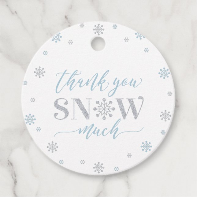 Étiquettes Cadeau Fête de Noël Silver & Blue Merci (Devant)