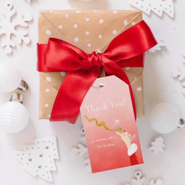 Étiquettes-cadeau Fête de Parties scintillant de Noël Martini Glass  (Créateur téléchargé)