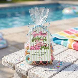 Étiquettes-cadeau Fête de Piscine Bonjour Bandes Vertes