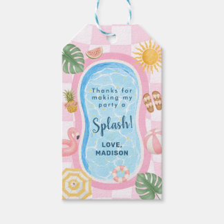 Étiquettes-cadeau Fête de piscine thème moderne d'été pour fille