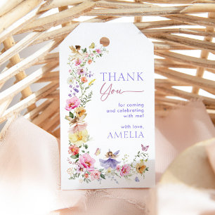 Étiquettes-cadeau Fête de premier anniversaire de fée florale coloré