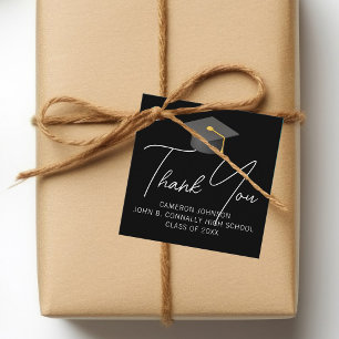 Étiquettes Cadeau Fête de remise de diplômes personnalisée noire chi