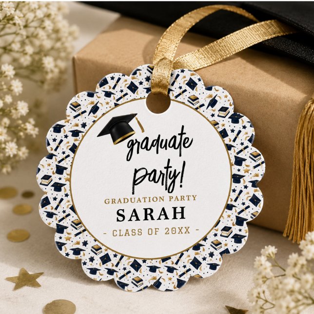 Étiquettes Cadeau Fête de remise de diplômes simple moderne  (Simple Modern Graduation Party Favor Tags)