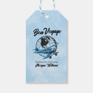 Étiquettes-cadeau Fête de retraite Bon voyage Globe de voyage Avion