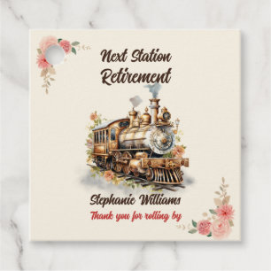 Étiquettes Cadeau Fête de retraite de train vintage pour femmes voya