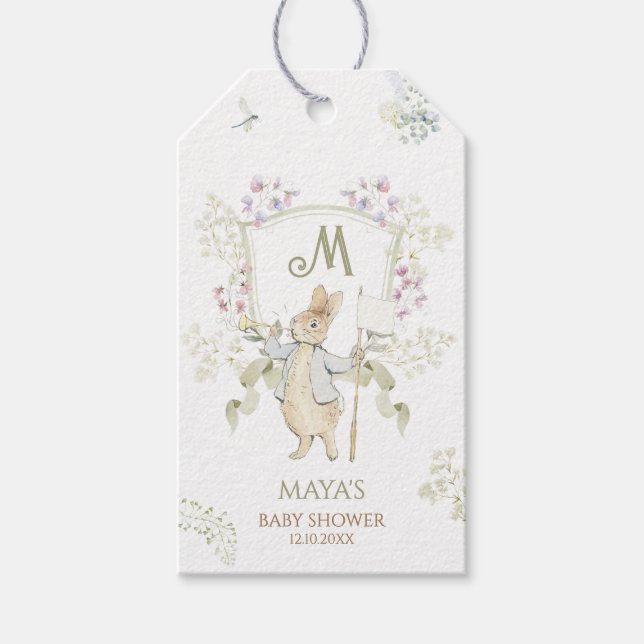 Étiquettes-cadeau Fête de révélation du sexe de bébé avec monogramme (Devant)