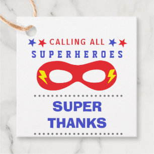 Étiquettes Cadeau Fête de super-héros Merci super