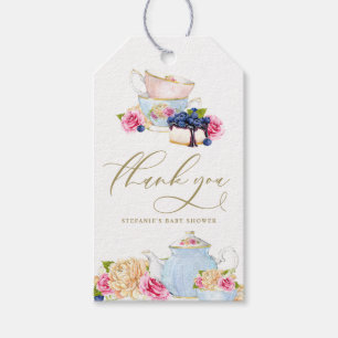 Étiquettes-cadeau Fête de thé à l'aquarelle Fleurs Baby Shower Merci