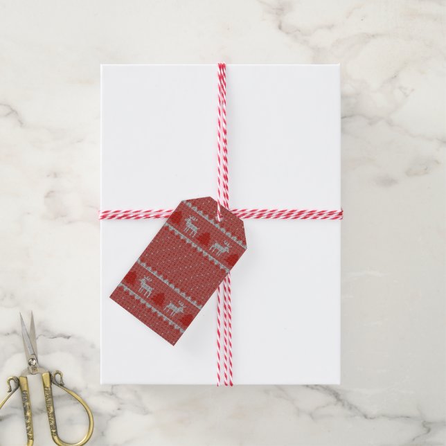 Étiquettes-cadeau Fête de vacances rouge (Avec de la ficelle)