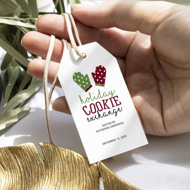 Étiquettes-cadeau Fête d'échange de biscuits Noël Four Mitts (Créateur téléchargé)