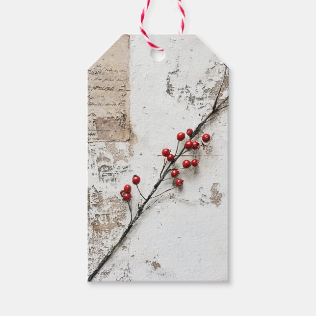 Étiquettes-cadeau Fête des Baies d'Hiver Rustique (Devant)