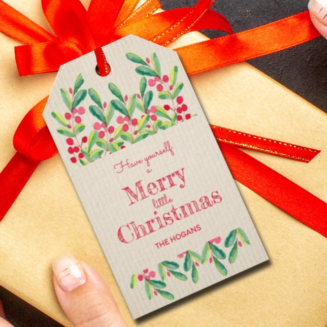 Étiquettes-cadeau Fête des Feuilles d'aquarelle et des baies (Créateur téléchargé)