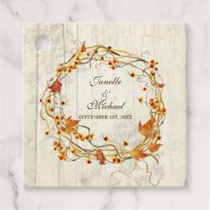 Étiquettes Cadeau Fête des mariées automne Foliver Wreath Red Bitter