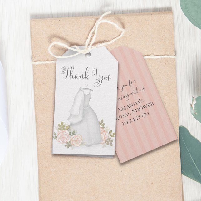 Étiquettes-cadeau Fête des mariées Bleu Aquarelle Merci Floral (Créateur téléchargé)