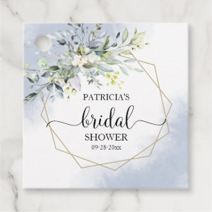 Étiquettes Cadeau Fête des mariées bleue géométrique Dusty vert Favo