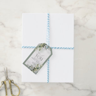 Étiquettes-cadeau Fête des mariées botanique Dusty Blue Eucalyptus