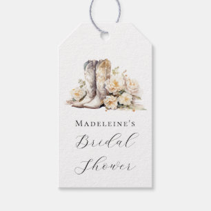 Étiquettes-cadeau Fête des mariées Bottes d'aquarelle florale rustiq