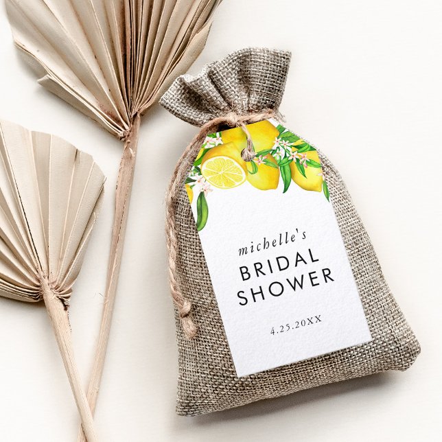 Étiquettes-cadeau Fête des mariées citron aquarelle (Watercolor Lemon Bridal Shower Gift Tags)