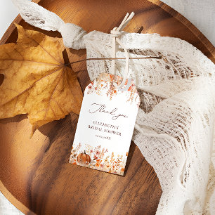 Étiquettes-cadeau Fête des mariées Citrouille Boho Fall