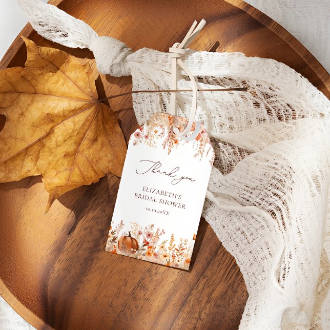 Étiquettes-cadeau Fête des mariées Citrouille Boho Fall (Créateur téléchargé)